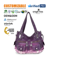 Bolso de Hombro Grande Angelkiss para Mujer, Estilo Hobo, de Piel Sintética Lavada, Multifuncional
