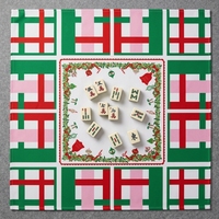 Tapis de Mahjong Rose Festif de Noël, Housse de Table Antidérapante, Protection de Table à Carreaux Réduisant le Bruit pour les Réunions Sociales