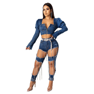 14 ans d'usine, veste skinny à manches longues en denim à la mode sexy et à prix abordables pour <span class=keywords><strong>fille</strong></span> et femmes - Product Image 2