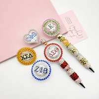 51302 Meilleures ventes : Accessoires DIY pour stylos, lettres en strass, perles en alliage plaqué creux avec diamants, perles lettres OES Sororité Grecque