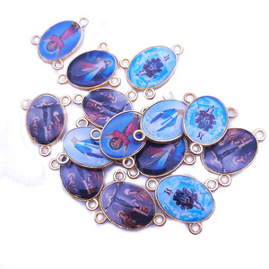 Accessoires de chapelet, pendentif ovale en alliage 2x2,5 cm pour la création de colliers avec images religieuses - Product Image 1