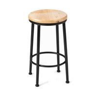 Tabouret de bar moderne sans dossier, hauteur comptoir, assise en bois massif, structure métallique, pour extérieur, écologique, résistant à l'eau, usage commercial