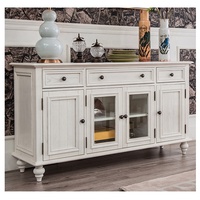 Buffet en bois finition blanche, meuble de rangement, serveur, porte-bouteilles, table de bar