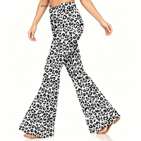 Großhandel Damen High-Waist Flare Yoga-Hosen Retro Schneeleoparden-Druck Schlaghosen Schwarz-Weiß Gepardenmuster Leggings