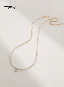 قلادة نسائية رفيعة للغاية من سبيكة اللؤلؤ الأبيض الصغير من نوع شي فاميلي بحجم 3 مم، بتصميم قلادة على شكل قلب فاخرة خفيفة، سلسلة ترقوة، رائجة لعام <span class=keywords><strong>2026</strong></span> - Product Image 2