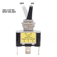 Interrupteur à bascule SPST 12V 30A robuste avec éclairage LED pour applications marines et automobiles, interrupteur de commande métallique pour véhicules