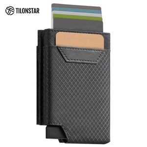 Cartera Bifold de Cuero y Aluminio TILONSTAR TVC511 para Hombre, Minimalista, Impermeable, con Bloqueo RFID, Compartimento para Dinero, Tarjetero - Product Image 1