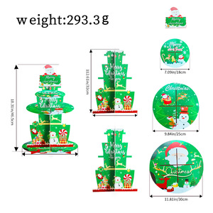 Christmas Paper Cake Stand 3 Tier Round Die Cut <b>Table</b> Decor For Holiday Party Decoration Supplies - Product Image 3