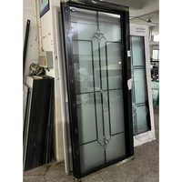 Porte de salle de bain double usage en aluminium vintage, ornée de métal et de verre, résistante à l'humidité, pour buanderie et salle de bain