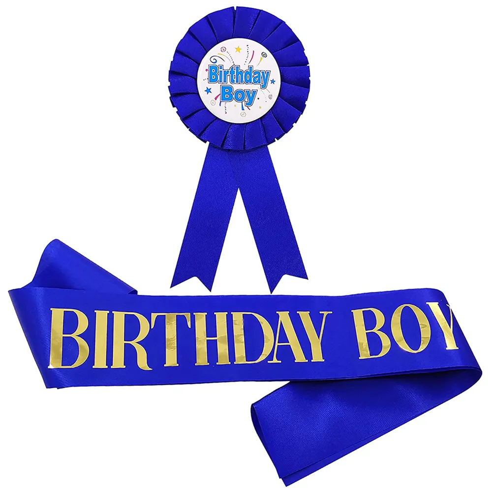 Birthday Boy Party Accessory Set for Boys Birthday Dress-Up Decoration Birthday Boy Sash and Badge