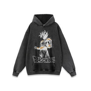 Sudadera Personalizada <span class=keywords><strong>de</strong></span> Algodón Negro Grueso con Lavado Ácido, Diseño Gráfico Vintage <span class=keywords><strong>de</strong></span> <span class=keywords><strong>Dragon</strong></span> <span class=keywords><strong>Ball</strong></span> Z, Trunks, Goku, Vegeta, Anime, Camiseta para Hombre, Sudadera con Capucha - Product Image 2