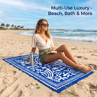 Serviette de plage en coton jacquard personnalisée 450-600GSM avec étiquette tissée de votre propre marque pour hôtels et complexes hôteliers
