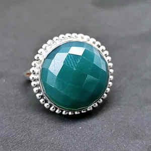 Bague en argent sterling 925 de style Boho faite à la main avec du cuivre vert turquoise et du diamant classique cadeau parfait pour les femmes - Product Image 3