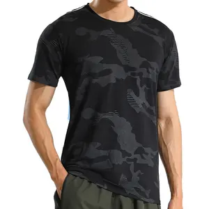 Быстросохнущая Мужская футболка для бега, спортивный топ для фитнеса, Спортивная тренировочная рубашка, дышащая повседневная спортивная одежда с принтом, рубашка 242