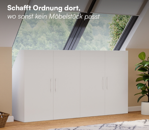 Étagère de plafond inclinée avec portes blanches 100x52x179 cm Armoire pour plafonds inclinés avec 6 compartiments - Product Image 6