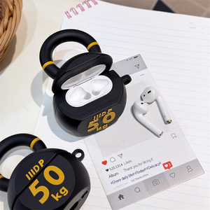 New 3D Dumbbell 50 KG Earphone <strong>Case</strong> <strong>Silicone</strong> for Apple <strong>Airpods</strong> 4 Pro 2 3 Headphones Ring Buckle Cover Cute Rubber <strong>Black</strong> <strong>Cases</strong> - Product Image 4