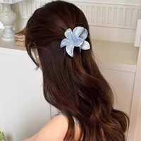 Jepit Rambut Plastik Motif Bunga Telur Marmer 8CM Gaya Liburan Musim Panas Aksesoris Jepit Rambut Wanita Modis