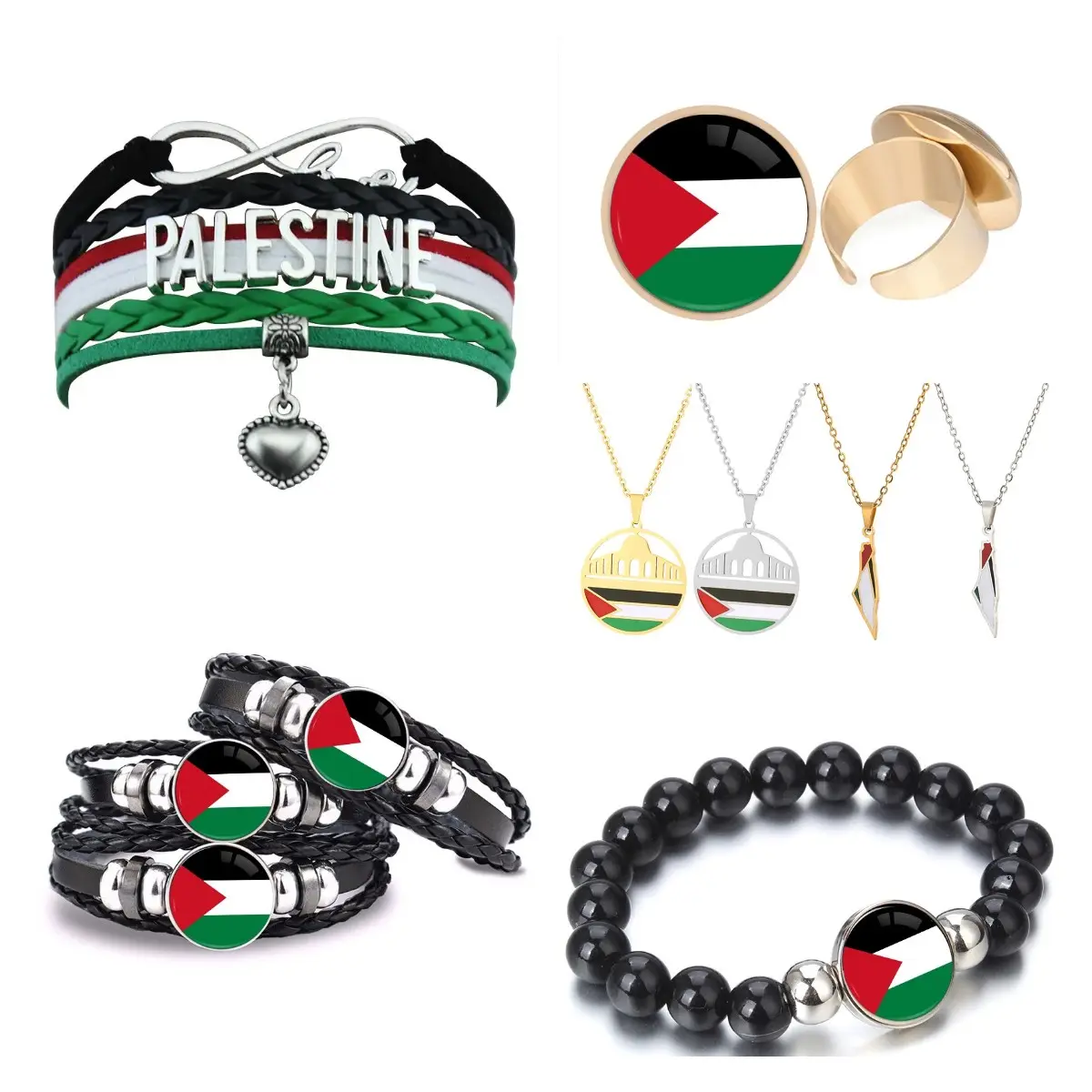 100 modelos Palestina mapa encanto bandera colgante llavero anillo gemelos corbata Clip collar pulsera pendientes solapa Pin conjunto de joyería