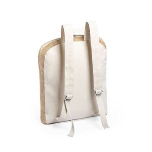 Sac à dos scolaire en lin, jute et coton personnalisé avec logo pour l'école, le camping en plein air, la randonnée et les voyages - Product Image 2