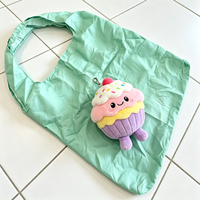 Sac fourre-tout pliable et réutilisable en peluche motif gâteau mignon, grande capacité, jaune, pour courses