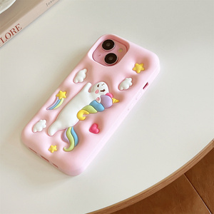 Custodia per telefono in Silicone arcobaleno <span class=keywords><strong>unicorno</strong></span> 3d cartone animato per alleviare lo Stress <span class=keywords><strong>Cover</strong></span> per <span class=keywords><strong>Iphone</strong></span> 11 12 13 14 15pro Max 15plus 14plus - Product Image 2