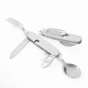 Peralatan makan berkemah portabel, perjalanan dapat digunakan kembali sendok garpu noda kayu, peralatan makan sendok sumpit dengan casing jerami gandum/