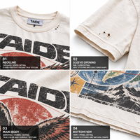 T-shirt Oversize Blanc Vintage TaiDe avec Imprimé Graphique Effet Vieilli et Épaules Tombantes pour Homme – Commande Personnalisée, Marque Privée, Usine de Confection