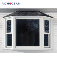 Richocean, ventana francesa de doble hoja, rejilla de aluminio, lateral de triple acristalamiento, ventanas verticales corredizas fijas