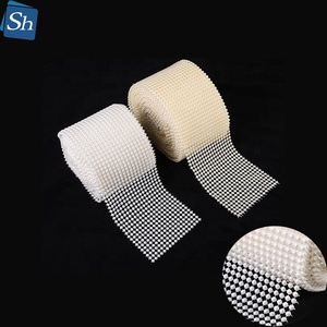 18 rangées de perles en maille rouleau de ruban de perles acryliques garniture de perles pour la fête de mariage gâteau vase décorations de douche nuptiale bricolage artisanat - Product Image 1