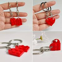Porte-clés Cœur Compatible Lego, Briques de Construction en Acrylique pour Couples, Ensemble Assorti pour Petit Ami et Petite Amie, Noël