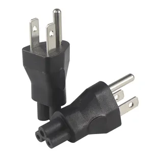 Adaptador NEMA 5-15P a IEC C5, adaptador de enchufe de CA de 3 clavijas, convertidor IEC 60320 C5 Ac Comb