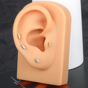 Stainless Steel Geometric <b>Stud</b> <b>Earrings</b> With Channel Set Zircon For Daily Wear - Product Image 3