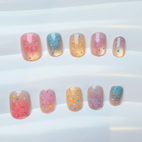 Vente en gros OEM ODM Faux ongles à presser effet œil de chat étoilé transparents mignons pour usage quotidien