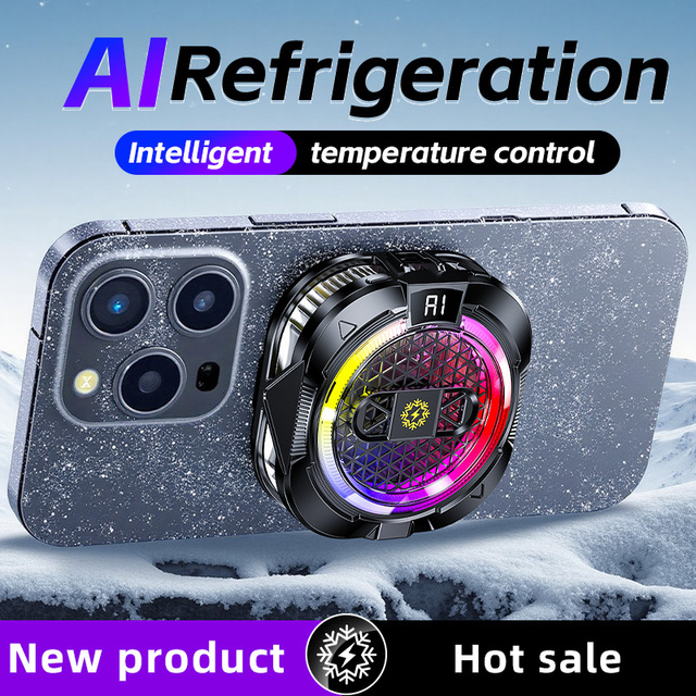 SHSYTH19 25W Powerful Cooling Digital Display Pro Semiconductor Phone Cooler Magnetic Clip PC Aluminum Alloy Mobile Phone
