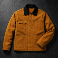 Veste de travail en toile pour homme, coupe ample, utilitaire, quatre poches, col contrastant, boutons-pression, poche poitrine à rabat, rivets, production OEM Heritage