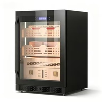 Humidor à cigares avec contrôle constant de la température et de l'humidité, tiroirs en bois de cèdre espagnol, affichage LED, serrure antivol, finition noire