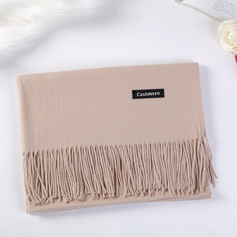 Cashmere Scarf Shawl Solid Autumn Winter Wrap Warm High Quality Soft Hijab Thick Lady Women Gift Pashmina Wool Luxury Pink