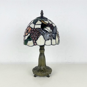 LongHuiJing Tiffany Scandinavian Simple Stained Glass Red Green Flexible Flower Butterfly 8Inch LED AC Eco-Friendly Table Lamp - Product Image 4