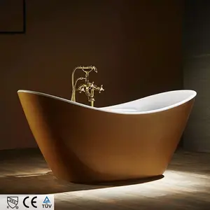 Hot Sale Cheap Price Hotel Standard Shaped Acrylic Resin Marble Bath Tub Solid Surface Bathroom Bathtub