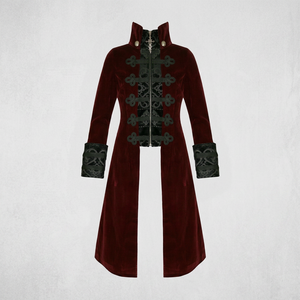 Goth-Princess Fashion Breathable Women Jackets Coat Red-Velvet Gothic-Steampunk Longed Vintages-Trench Embroidered-Tailcoat - Product Image 1