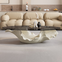 Table Basse Moderne en Verre Premium Design Artistique Haut de Gamme Feuille Unique Meuble de Luxe pour Salon