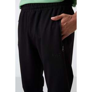 Pantalones Deportivos Negros para Hombre Rory, Pantalones de Chándal de Mezcla de Algodón con Cintura Elástica y Cordón Ajustable para Uso Casual - Product Image 3
