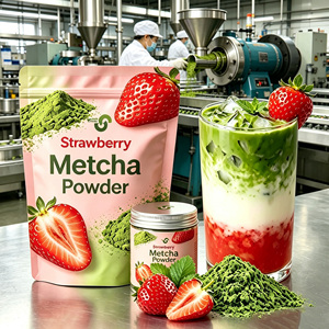 Polvere di Matcha Cerimoniale Biologica USDA al Gusto Fragola, Polvere di Tè <span class=keywords><strong>Verde</strong></span> Premium Rosa per <span class=keywords><strong>Dimagrimento</strong></span> <span class=keywords><strong>e</strong></span> Disintossicazione - Product Image 1