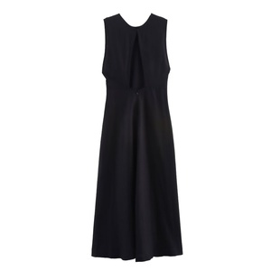 Vestido Midi de Lino sin Mangas para Mujer, Estilo Vintage Chic, Verano 2026, Transpirable, Cintura Natural, Tejido con Agujeros, Casual - Product Image 5