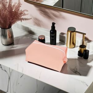 Bolsa de Maquillaje Impermeable de Silicona con Cierre, de Gran Capacidad, para Guardar Brochas y Cosméticos, con Compartimento para Monedas, para el Baño - Product Image 1