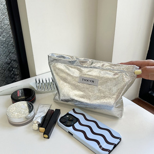 Custom Fashion Shiny Waterproof Zipper Foldable Lightweight Travel Cosmetic Bag Travel Toiletry Bag for Ladies - Product Image 1