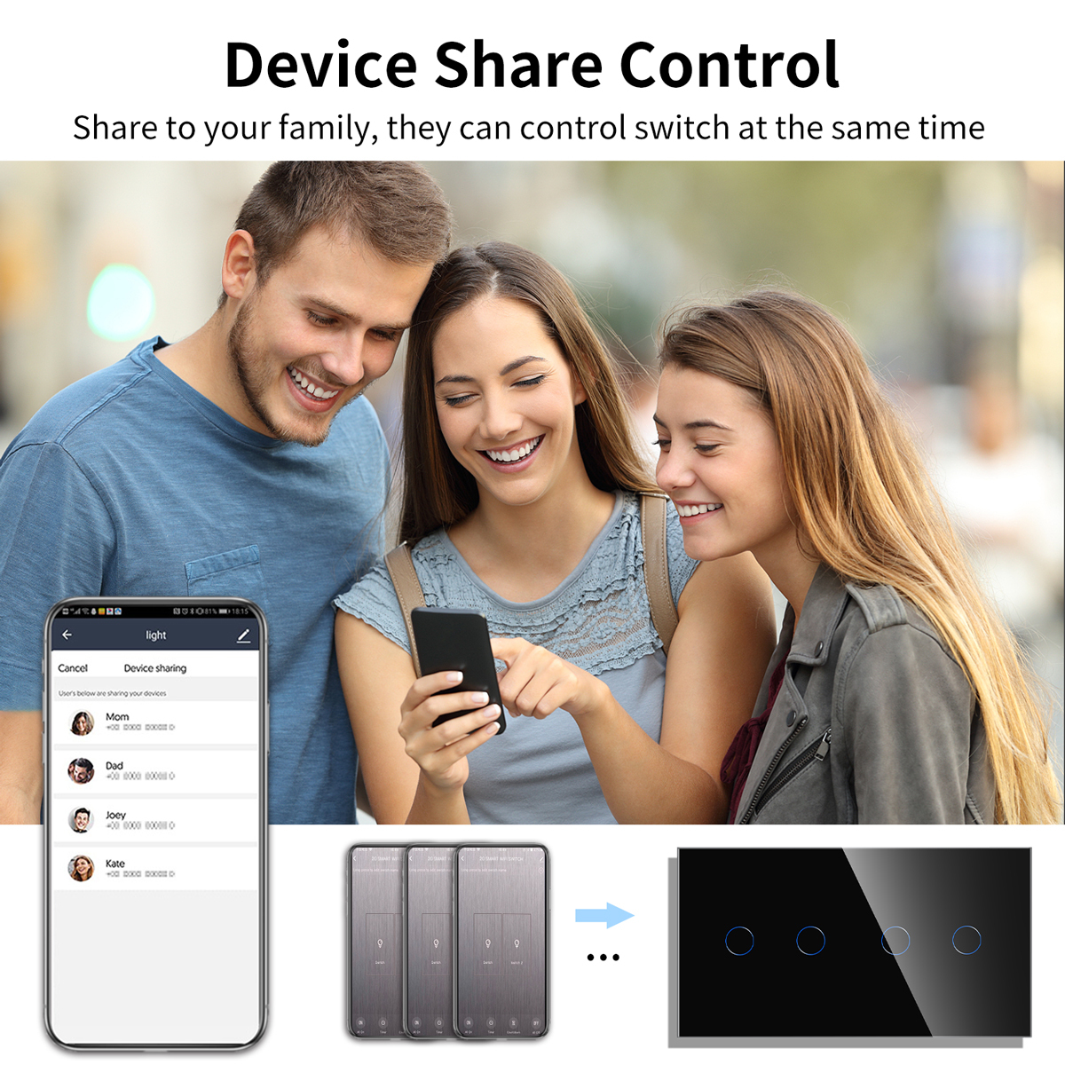 Touchmi WiFi Smart Home Modular Design 1/2/3/4Gang Touch Switch Wall Switch and Socket with 16A Rated Current · image 5