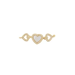 Joyería de moda 2023 colgante en forma de corazón con concha Natural chapado en oro tres corazón cristal Cz colgante joyería para mujer