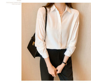 Liu Ming March Expo Áo sơ mi dài tay thời trang phong cách Hàn Quốc mùa xuân mùa thu cho nữ áo cánh đơn giản - Product Image 4