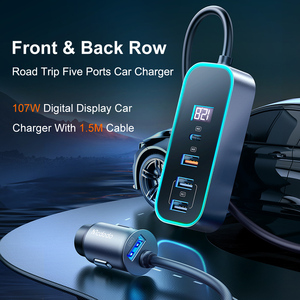 Быстрое зарядное устройство 1,5 м PD QC для <span class=keywords><strong>iPhone</strong></span> 14 13 12 <span class=keywords><strong>11</strong></span> для Samsung планшетный телефон 107 Вт PD Type C с кабелем 30 Вт Выходная мощность автомобильное зарядное устройство - Product Image 4